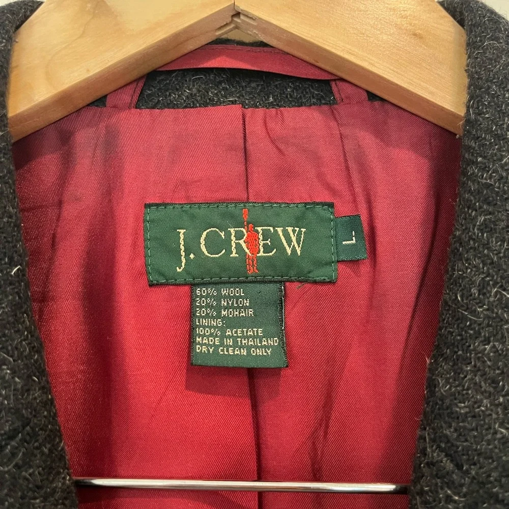 J.Crew Men's Wool Mohair Blend Dark Gray Three-Button Blazer Jacket Academia L